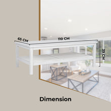 Load image into Gallery viewer, Jasmine Coffee Table 110cm Mindi Timber Wood Rattan Weave - White
