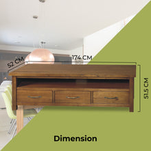 Load image into Gallery viewer, Birdsville ETU Entertainment TV Unit 174cm 3 Drawer Solid Mt Ash Wood - Brown
