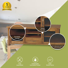 Load image into Gallery viewer, Birdsville ETU Entertainment TV Unit 172cm 2 Door 1 Drawer Mt Ash Wood - Brown
