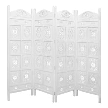 Load image into Gallery viewer, Iron Jali 4 Panel Room Divider Screen Privacy Shoji Timber Wood Stand - White
