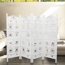 Load image into Gallery viewer, Iron Jali 4 Panel Room Divider Screen Privacy Shoji Timber Wood Stand - White
