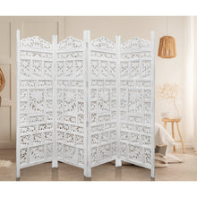 Load image into Gallery viewer, Elephant 4 Panel Room Divider Screen Privacy Shoji Timber Wood Stand - White
