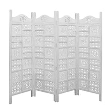Load image into Gallery viewer, Circle Jali 4 Panel Room Divider Screen Privacy Shoji Timber Wood Stand - White
