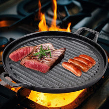 Load image into Gallery viewer, 30cm Round Cast Iron Griddle Plate, BBQ Pan Cooking Griddle Grill for StoveF, Oven
