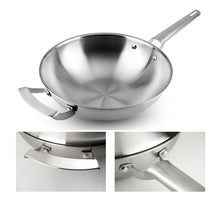 Load image into Gallery viewer, Professional 12 Inch 32cm Three-Layer 304Stainless Steel Chef&#39;s Pan Wok with Lid
