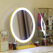 Load image into Gallery viewer, Touch Screen Table Desktop LED Light Vanity Mirror Makeup Mirror Round Mirror 40cm
