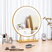 Load image into Gallery viewer, Touch Screen Table Desktop LED Light Vanity Mirror Makeup Mirror Round Mirror 40cm
