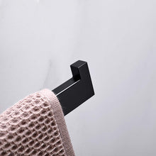 Load image into Gallery viewer, Square Hand Towel Holder Ring Wall Mounted Modern Towel Bar Bathroom Kitchen Black
