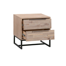 Load image into Gallery viewer, 3 Pieces Bedroom Suite made in Solid Wood Acacia Veneered Queen Size Oak Colour Bed, Bedside Table
