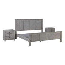 Load image into Gallery viewer, 3 Pieces Bedroom Suite with Solid Acacia Wood Veneered Construction in Queen Size White Ash Colour Bed, Bedside Table
