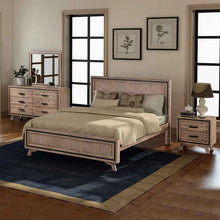 Load image into Gallery viewer, 4 Pieces Bedroom Suite King Size Silver Brush in Acacia Wood Construction Bed, Bedside Table &amp; Dresser

