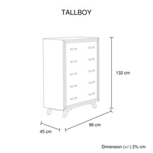Load image into Gallery viewer, 5 Pieces Bedroom Suite King Size Silver Brush in Acacia Wood Construction Bed, Bedside Table, Tallboy &amp; Dresser
