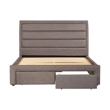 Load image into Gallery viewer, Storage Bed Frame King Size Upholstery Fabric in Light Grey with Base Drawers
