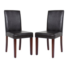 Load image into Gallery viewer, 2x Wooden Frame Brown Leatherette Dining Chairs with Solid Pine Legs
