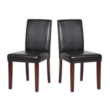 Load image into Gallery viewer, 2x Wooden Frame Brown Leatherette Dining Chairs with Solid Pine Legs
