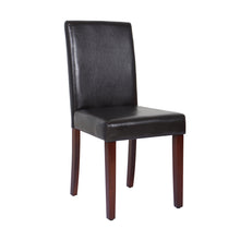 Load image into Gallery viewer, 2x Wooden Frame Brown Leatherette Dining Chairs with Solid Pine Legs
