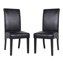 Load image into Gallery viewer, 2x Wooden Frame Black Leatherette Dining Chairs with Solid Pine Legs
