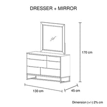 Load image into Gallery viewer, Dresser with 6 Storage Drawers in Solid Acacia &amp; Veneer With Mirror
