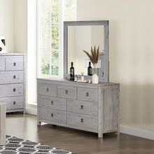Load image into Gallery viewer, Dresser with 7 Storage Drawers in Solid Acacia &amp; Veneer With Mirror in Could White Ash Colour
