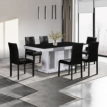 Load image into Gallery viewer, 7 Pieces Dining Suite Dining Table &amp; 6X  Black Chairs in Rectangular Shape High Glossy MDF Wooden Base Combination of Black &amp; White Colour
