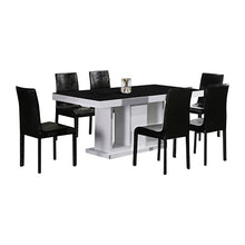 Load image into Gallery viewer, 7 Pieces Dining Suite Dining Table &amp; 6X  Black Chairs in Rectangular Shape High Glossy MDF Wooden Base Combination of Black &amp; White Colour
