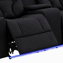 Load image into Gallery viewer, Electric Recliner Stylish Rhino Fabric Black Couch 2 Seater Lounge with LED Features
