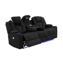 Load image into Gallery viewer, Electric Recliner Stylish Rhino Fabric Black Couch 3 Seater Lounge with LED Features
