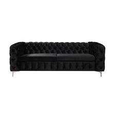 Load image into Gallery viewer, 3+2 Seater Sofa Classic Button Tufted Lounge in Black Velvet Fabric with Metal Legs
