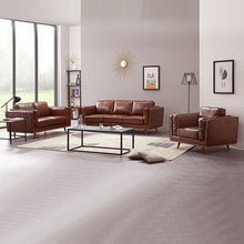 Load image into Gallery viewer, 3+2+1 Seater Sofa Brown Leather Lounge Set for Living Room Couch with Wooden Frame
