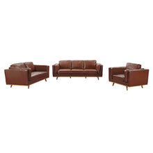 Load image into Gallery viewer, 3+2+1 Seater Sofa Brown Leather Lounge Set for Living Room Couch with Wooden Frame
