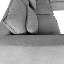 Load image into Gallery viewer, 6 Seater Cloud Sectional Sofa in Belfast Fabric Grey Living Room Couch with Ottoman
