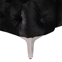 Load image into Gallery viewer, 2 Seater Sofa Classic Button Tufted Lounge in Black Velvet Fabric with Metal Legs
