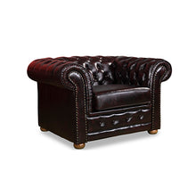 Load image into Gallery viewer, Leather Chesterfield Studding Sofa Lounge Armchair Brown
