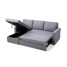 Load image into Gallery viewer, 3 Seater Sofa Bed with pull Out Storage Corner Chaise Lounge Set in Grey
