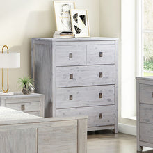 Load image into Gallery viewer, Tallboy with 5 Storage Drawers in Cloud White Ash Color with Solid Acacia Wooden Frame
