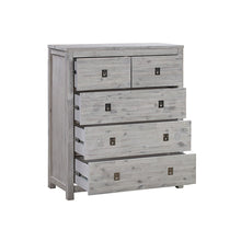 Load image into Gallery viewer, Tallboy with 5 Storage Drawers in Cloud White Ash Color with Solid Acacia Wooden Frame
