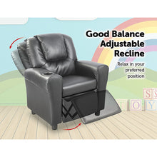 Load image into Gallery viewer, PU Leather Kids Recliner with Drink Holder
