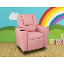 Load image into Gallery viewer, PU Leather Kids Recliner with Drink Holder
