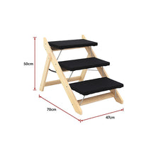 Load image into Gallery viewer, 3 Steps Portable Dog Cat Pet Stairs Ramp Black with Wood
