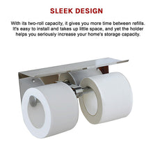 Load image into Gallery viewer, Stainless Steel Double Toilet Paper Holder Towel Roll Tissue Rack Storage Shelf

