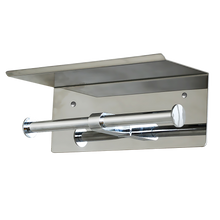 Load image into Gallery viewer, Stainless Steel Double Toilet Paper Holder Towel Roll Tissue Rack Storage Shelf

