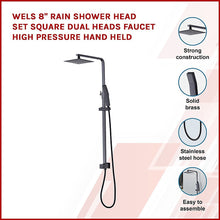 Load image into Gallery viewer, WELS 8&quot; Rain Shower Head Set Square Dual Heads Faucet High Pressure Hand Held
