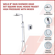 Load image into Gallery viewer, WELS 8&quot; Rain Shower Head Set Square Dual Heads Faucet High Pressure With Mixer
