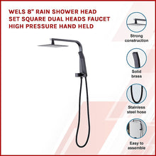 Load image into Gallery viewer, WELS 8&quot; Rain Shower Head Set Square Dual Heads Faucet High Pressure Hand Held
