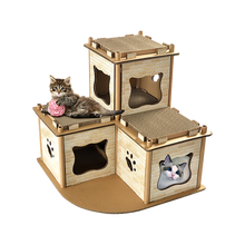 Load image into Gallery viewer, Cat Cardboard House Tree Tower Condo Scratcher Pet Post Pad Mat Furniture
