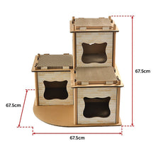 Load image into Gallery viewer, Cat Cardboard House Tree Tower Condo Scratcher Pet Post Pad Mat Furniture
