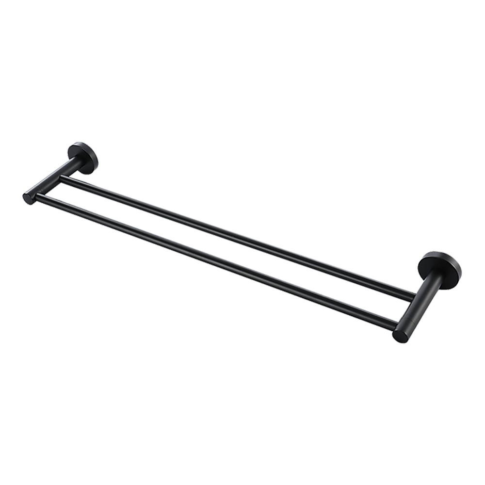 Double Classic Towel Bar Rail Bathroom Matte Black Finish