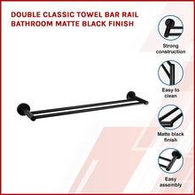 Load image into Gallery viewer, Double Classic Towel Bar Rail Bathroom Matte Black Finish
