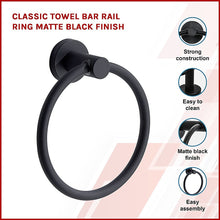 Load image into Gallery viewer, Classic Towel Bar Rail Ring Matte Black Finish
