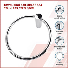 Load image into Gallery viewer, Towel Ring Rail Grade 304 Stainless Steel 18cm
